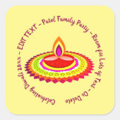 Sticker Carré Joyeux Diwali 20xx Ajouter Année Texte Jaune viole (Devant)