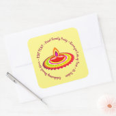 Sticker Carré Joyeux Diwali 20xx Ajouter Année Texte Jaune viole (Enveloppe)