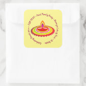 Sticker Carré Joyeux Diwali 20xx Ajouter Année Texte Jaune viole (Sac)