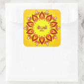 Sticker Carré Joyeux Diwali Ajouter année Jaune Rouge (Sac)