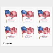 Sticker Carré Joyeux drapeau 4 juillet américain (Feuille)