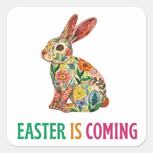 Sticker Carré Joyeux Eggster - Oeuf de Pâques (Devant)