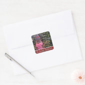 Sticker Carré Joyeux et brillant Rustique Snowman mignon Nom per (Enveloppe)