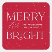 Sticker Carré Joyeux et Fêtes Rouge clair (Devant)