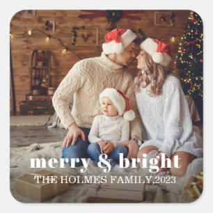 Sticker Carré Joyeux et lumineux   Famille de Noël moderne Photo