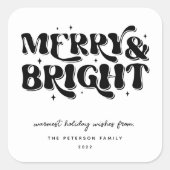 Sticker Carré Joyeux et lumineux Noël rétro (Devant)