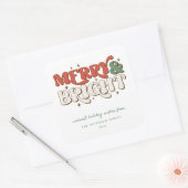 Sticker Carré Joyeux et lumineux Noël rétro (Enveloppe)