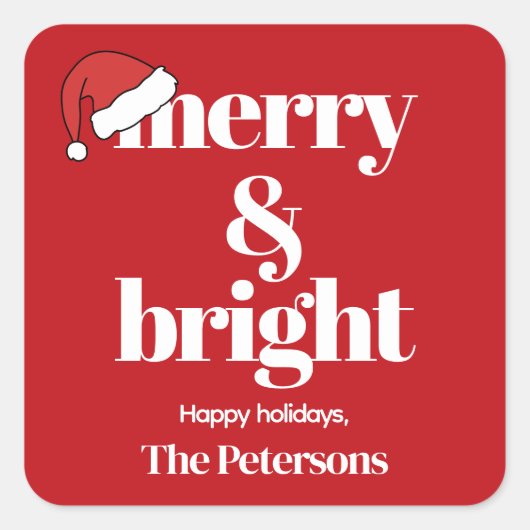 Sticker Carré Joyeux et lumineux | Noël Whimsical moderne (Devant)