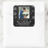 Sticker Carré Joyeux et Marié Typographie Premier Noël Photo (Sac)