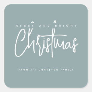Sticker Carré Joyeux et Noël lumineux script simple
