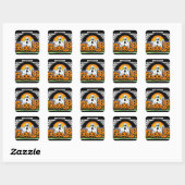 Sticker Carré Joyeux fantôme d'Halloween (Feuille)