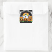 Sticker Carré Joyeux fantôme d'Halloween (Sac)