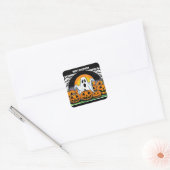 Sticker Carré Joyeux fantôme d'Halloween (Enveloppe)