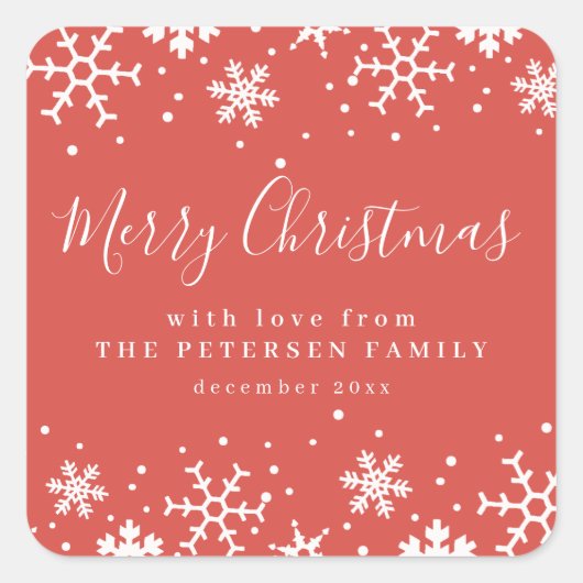 Sticker Carré Joyeux flocon de Noël hiver coutume S (Devant)