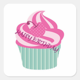 Sticker Carré Joyeux gâteau d'anniversaire
