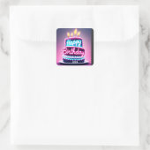 Sticker Carré Joyeux gâteau d'anniversaire 2024 Anniversaire Par (Sac)