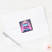 Sticker Carré Joyeux gâteau d'anniversaire 2024 Anniversaire Par (Enveloppe)