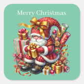 Sticker Carré Joyeux gnome de Noël ajouter du texte (Devant)