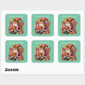 Sticker Carré Joyeux gnome de Noël ajouter du texte (Feuille)