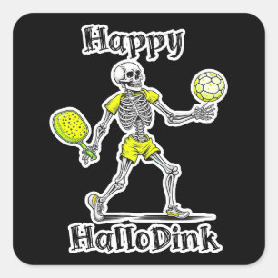 Sticker Carré Joyeux Hallodink   Halloween et Pickleball Pun