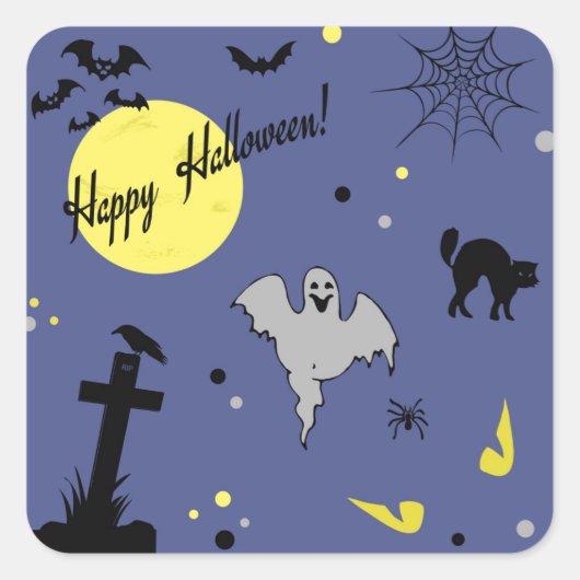 Sticker Carré Joyeux Halloween (Devant)