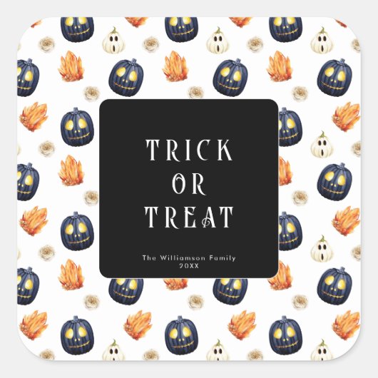 Sticker Carré Joyeux Halloween Éffrayant Samhain Citrouille cris (Devant)