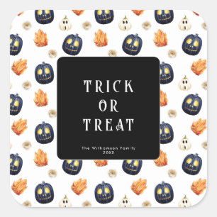 Sticker Carré Joyeux Halloween Éffrayant Samhain Citrouille cris