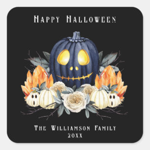 Sticker Carré Joyeux Halloween Éffrayant Samhain Citrouille cris
