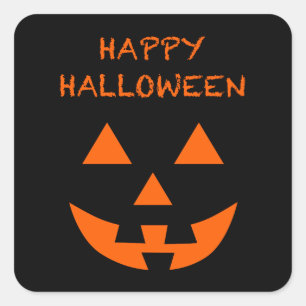 Sticker Carré Joyeux Halloween Jack O’ Lantern Face Fun Hallowee