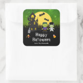 Sticker Carré Joyeux Halloween Monstres Green (Sac)