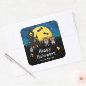 Sticker Carré Joyeux Halloween Party Werewolf Blue (Enveloppe)