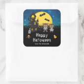 Sticker Carré Joyeux Halloween Party Werewolf Blue (Sac)