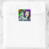 Sticker Carré Joyeux Halloween | Pop Art zombie Vampire (Sac)