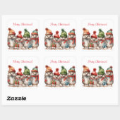 Sticker Carré Joyeux Hérisson de Noël (Feuille)