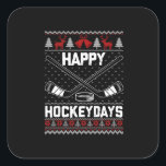 Sticker Carré Joyeux Hockeydays Funny Christmas Ice Hockey Joueu<br><div class="desc">C'est un gant de Christmas. Votre famille,  les amis ou les children aimeront que vous fassiez ce que vous voulez. Wishing you and your familiy and friends a Merry Christmas.</div>