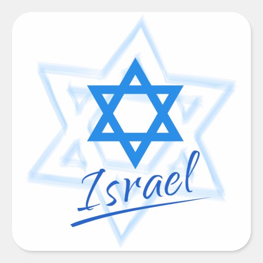 Sticker Carré Joyeux Israel Independence Day Blue Star de David (Devant)