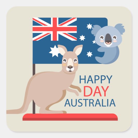 Sticker Carré Joyeux Jour Australie (Devant)