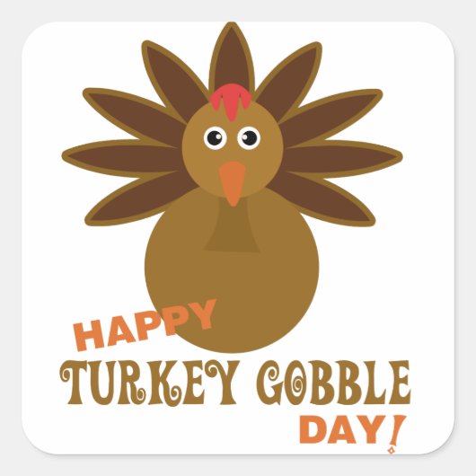 Sticker Carré Joyeux Jour de la grogne turque Thanksgiving (Devant)