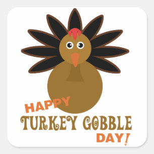Sticker Carré Joyeux Jour de la grogne turque Thanksgiving