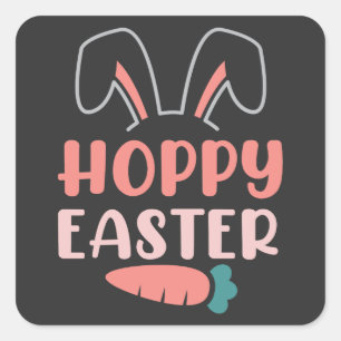 Sticker Carré Joyeux jour de Pâques - Drôle lapin mignonne