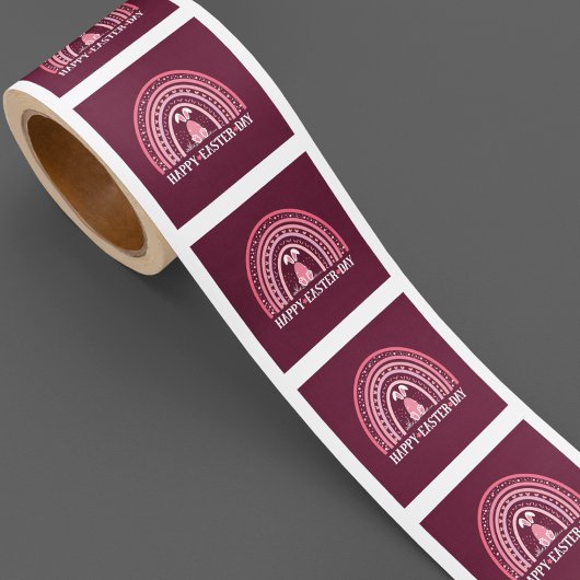 Sticker Carré Joyeux Jour de Pâques Rainbow Design lapin mignon