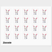 Sticker Carré Joyeux lapin aquarelle (Feuille)
