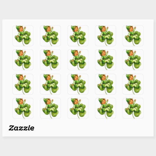 Sticker Carré Joyeux Leprechaun (Feuille)