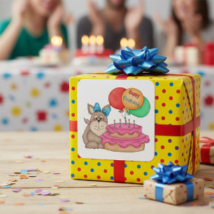 Sticker Carré Joyeux Marionnette d'anniversaire