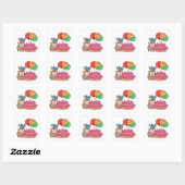 Sticker Carré Joyeux Marionnette mignonne avec ballons et gâteau (Feuille)