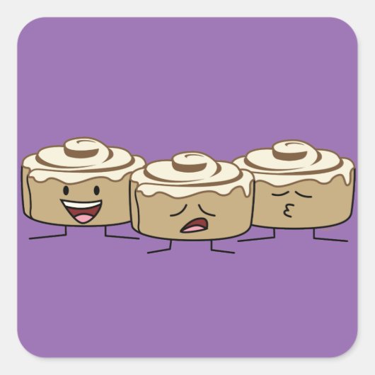 Sticker Carré Joyeux mignon Rolls de cannelle souriante (Devant)