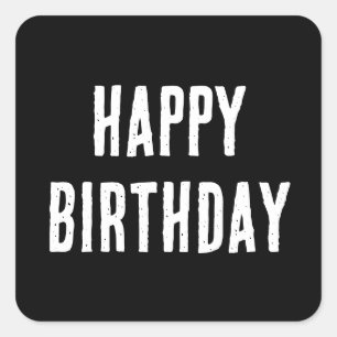 Sticker Carré Joyeux minimaliste d'anniversaire noir blanc Cool 