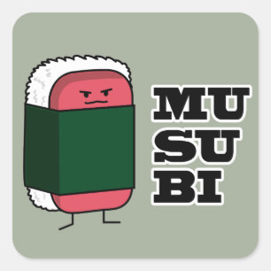 Sticker Carré Joyeux mussusuhi nori hawaïen Musubi