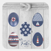 Sticker Carré Joyeux Nautique de Pâques La navigation côtière (Devant)