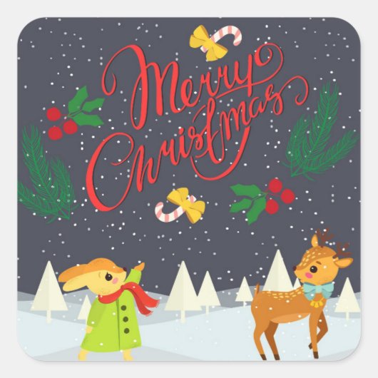 Sticker Carré Joyeux Noël (Devant)